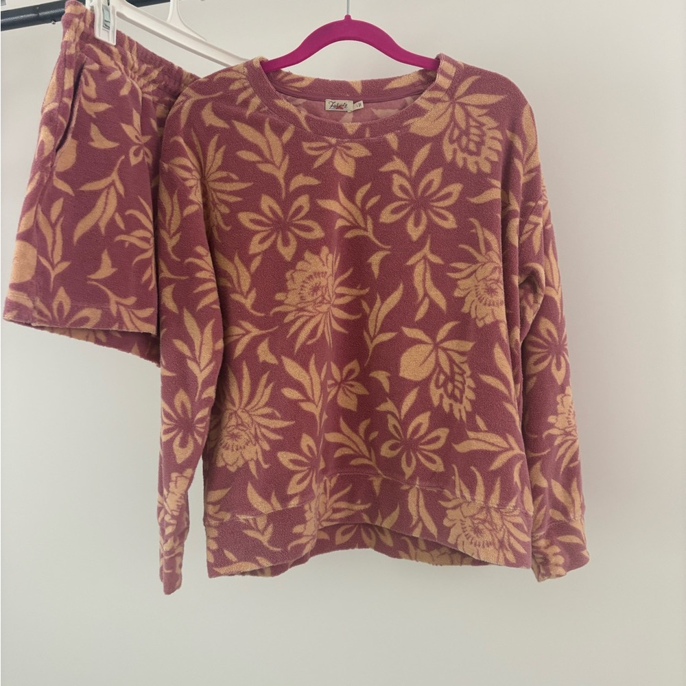 Faherty Cabana Towel Terry Set - Sweater & Shorts | Rose Peach Blossom | size L